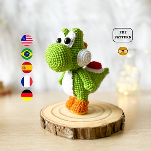 AMIGURUMI PATTERN Yoshi Crochet Pattern | Game Crochet Tutorials for Geeks | Super Mario | Eng De Fr Es Pt |