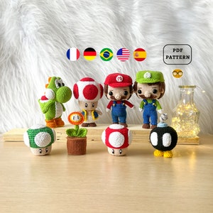 AMIGURUMI PATTERN Super Mario Collection Häkelanleitung | Spiel Häkelanleitung für Geeks | Eng De Fr Es Pt |