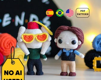 Monica and Chandler | Friends | 90s Sitcom Couple Crochet PATTERN, Retro Amigurumi Dolls | PDF | Eng Pt Es