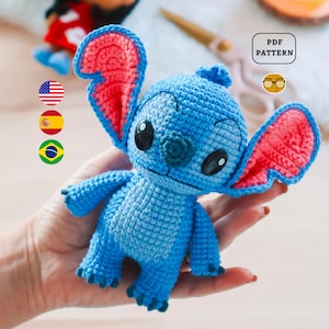 AMIGURUMI PATTERN Blue Alien Monster | Crochet Pattern Instruction | PDF Tutorial | Eng Es Pt De