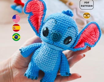 AMIGURUMI PATTERN Blue Alien Monster | Crochet Pattern Instruction | PDF Tutorial | Eng Es Pt De