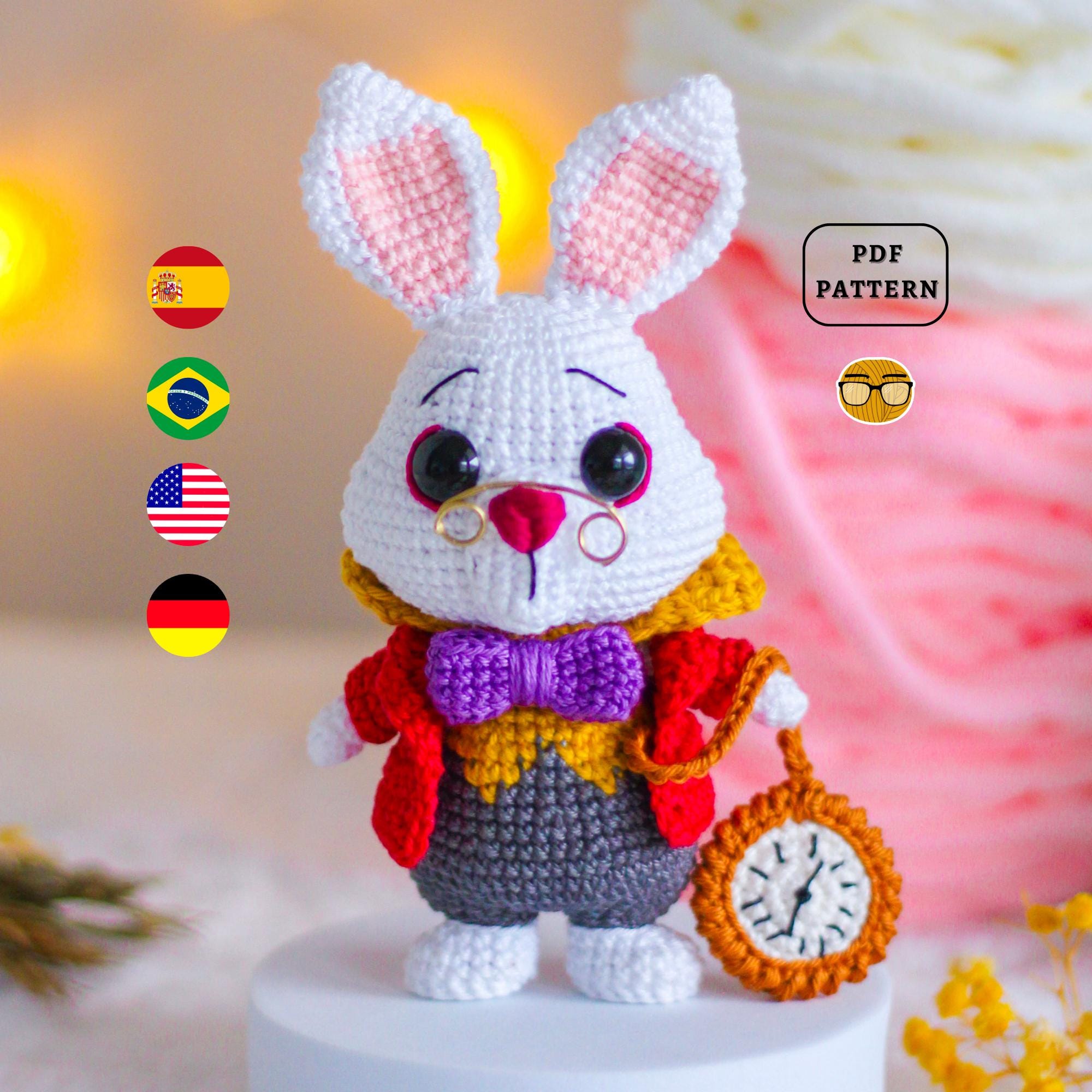 あみぐるみパターン 白ウサギのかぎ針編みパターン |ルイス・キャロル