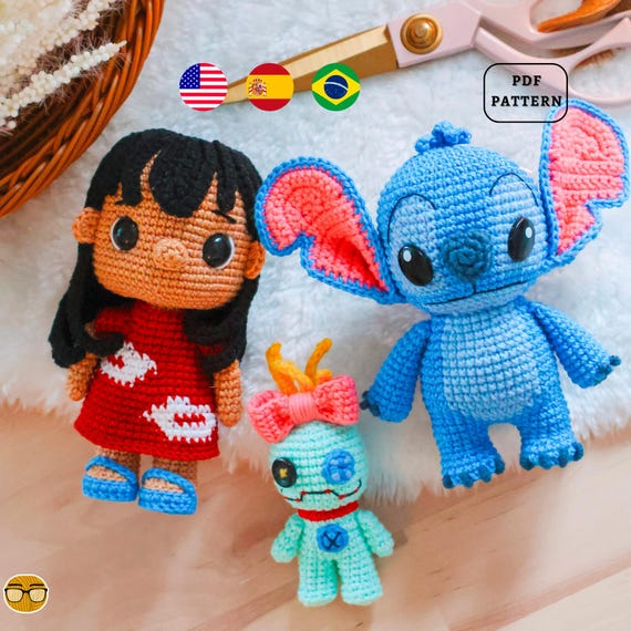 あみぐるみパターン ブルー エイリアン ハワイアン ガール ラグドール