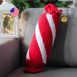 AMIGURUMI PATTERN Christmas Peppermint Stick Crochet Pillow Plush Pattern | Easy crochet Christmas pattern | PDF Pattern | Eng