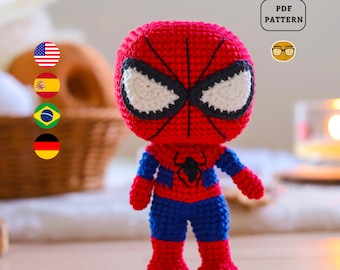 WZÓR AMIGURUMI Wzór szydełkowy bohatera pająka | Wzór PDF | Eng Pt Es De