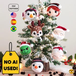 Häkelanleitungsset für Weihnachtsbaumschmuck, Weihnachtsmann & Freunde | PDF | Englisch