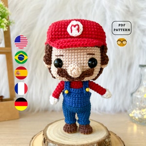 AMIGURUMI MUSTER Super Mario Häkelanleitung | Spiel Häkelanleitung für Geeks | Eng De Fr Es Pt |
