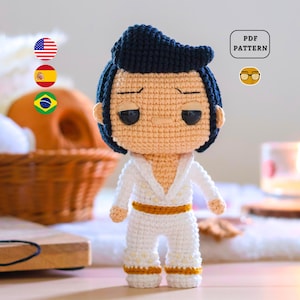 AMIGURUMI Muster Elvis Presley häkeln Inspiriert | Geschenk für Musik-Liebhaber | PDF Nähanleitung | Eng Es Pt