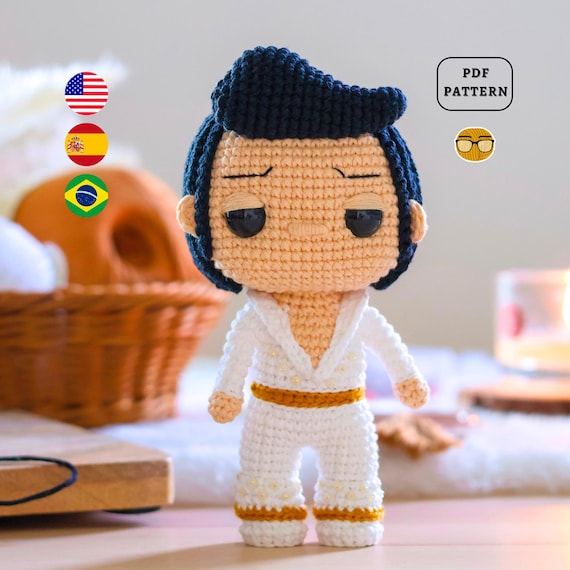 AMIGURUMI PATTERN Elvis Presley Crochet Inspired | Gift for Music Lovers | PDF Pattern | Eng Es Pt De