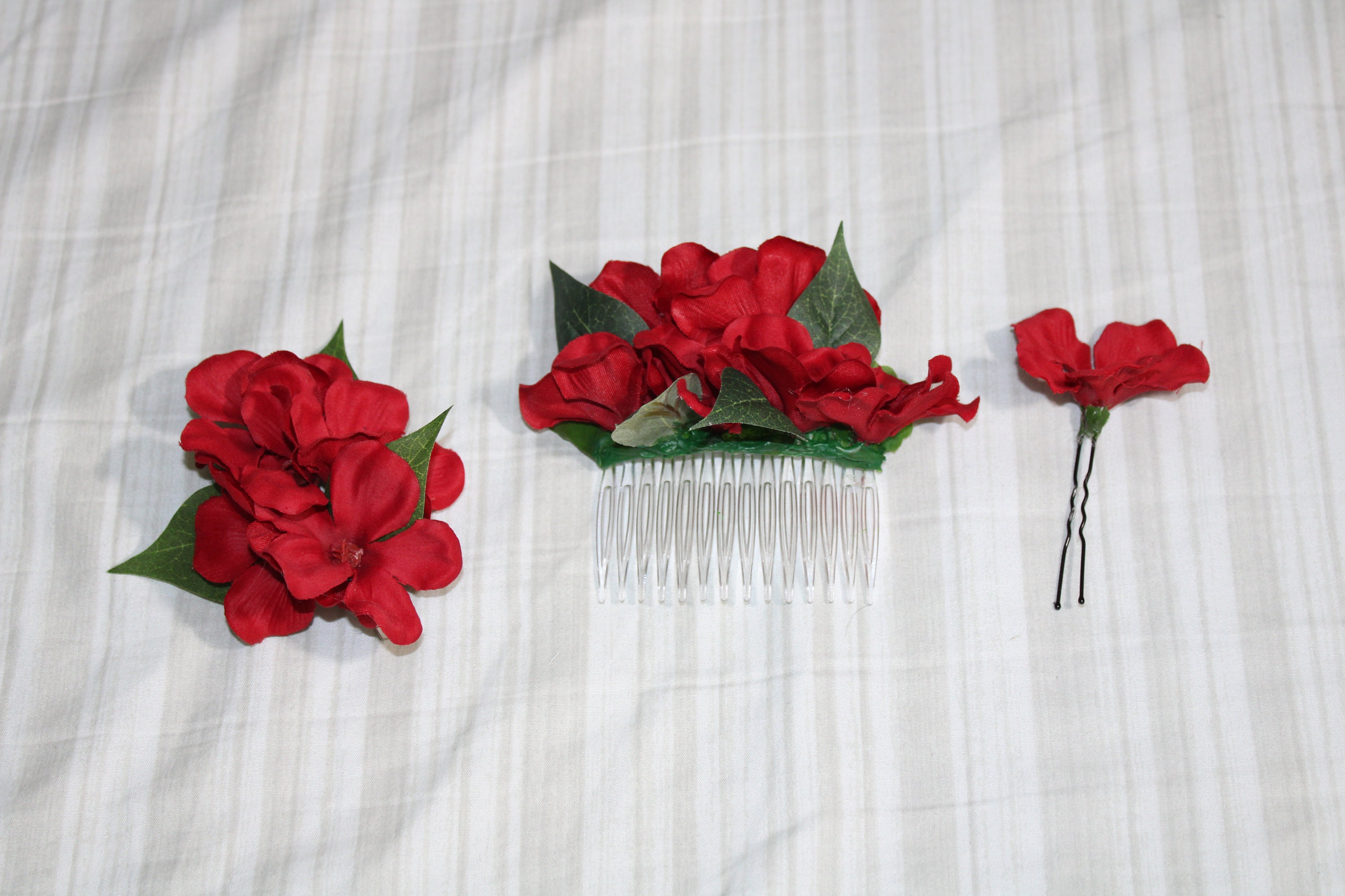 Red Geranium Floral Hair Pieces hair Comb Hair Pins Hair - Etsy