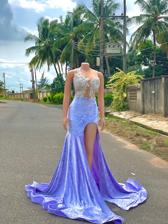 Velvet Prom Dress , Long Birthday Dress for Photo Shoot, Shimmer Prom Dress,  High Slit Mermaid Dress - Etsy