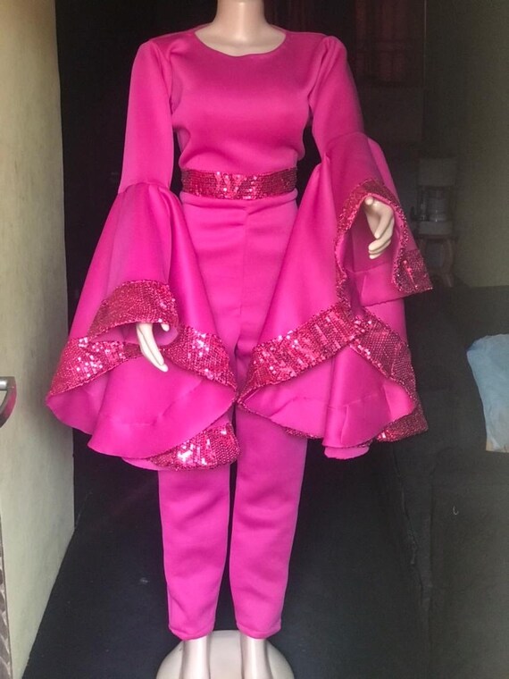 Hot Pink Jumpsuit , Bell Sleeve Long Women Dresses Bridal Shower Dress  Vestido De Mujer - Etsy Israel