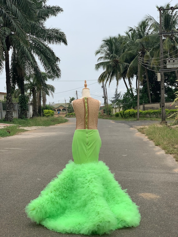 Long Prom Dress, Neon Green Sequins Mermaid Dress, Wedding Dress, Party  Dress ,photo Shoot Dress, Tulle - Etsy