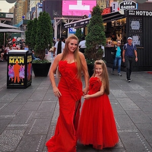 Mommy and me  red  tulle dress, Daughter and mother matching dress, 1st birthday dress , kid tutu dress. Pink ball gown , photoshoot dress