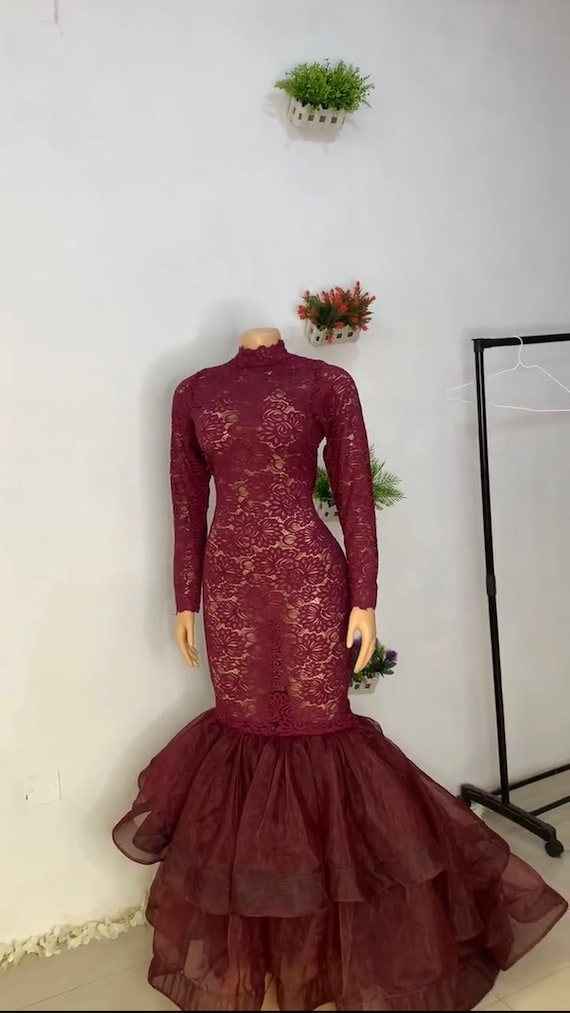 chinese dress ladies Pinkblush Burgundy Lace Plus Maternity Maxi Dress main image 1
