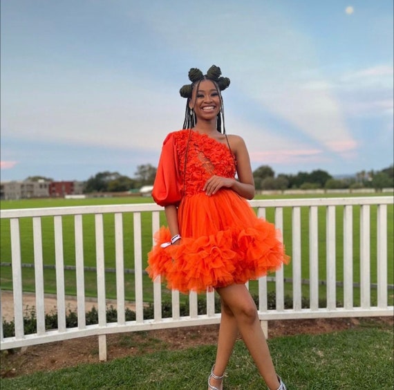 Orange homecoming dress short cheap