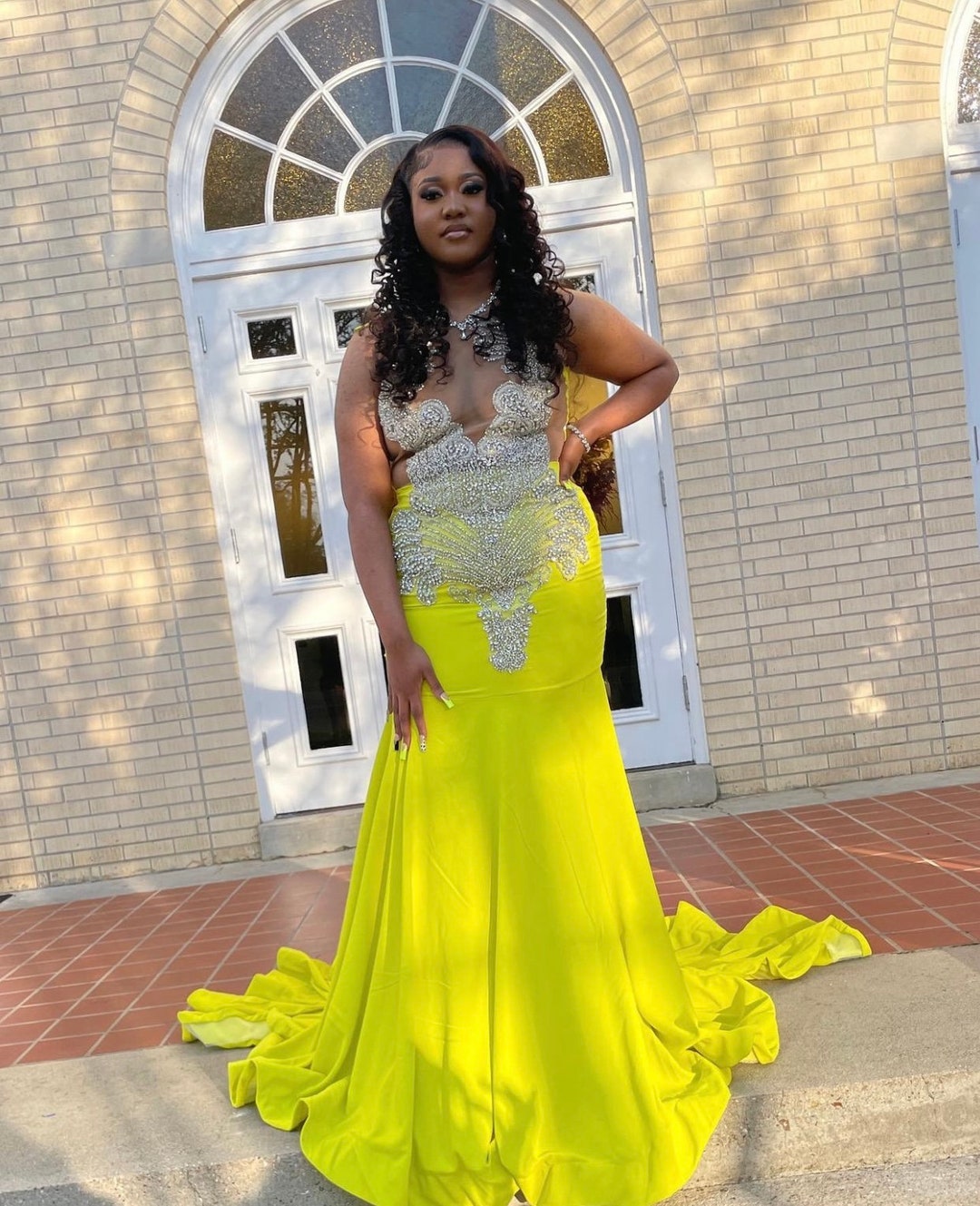 mac duggal apple green dress Green Sleeveless Paillette Sequin Column Gown main image 1