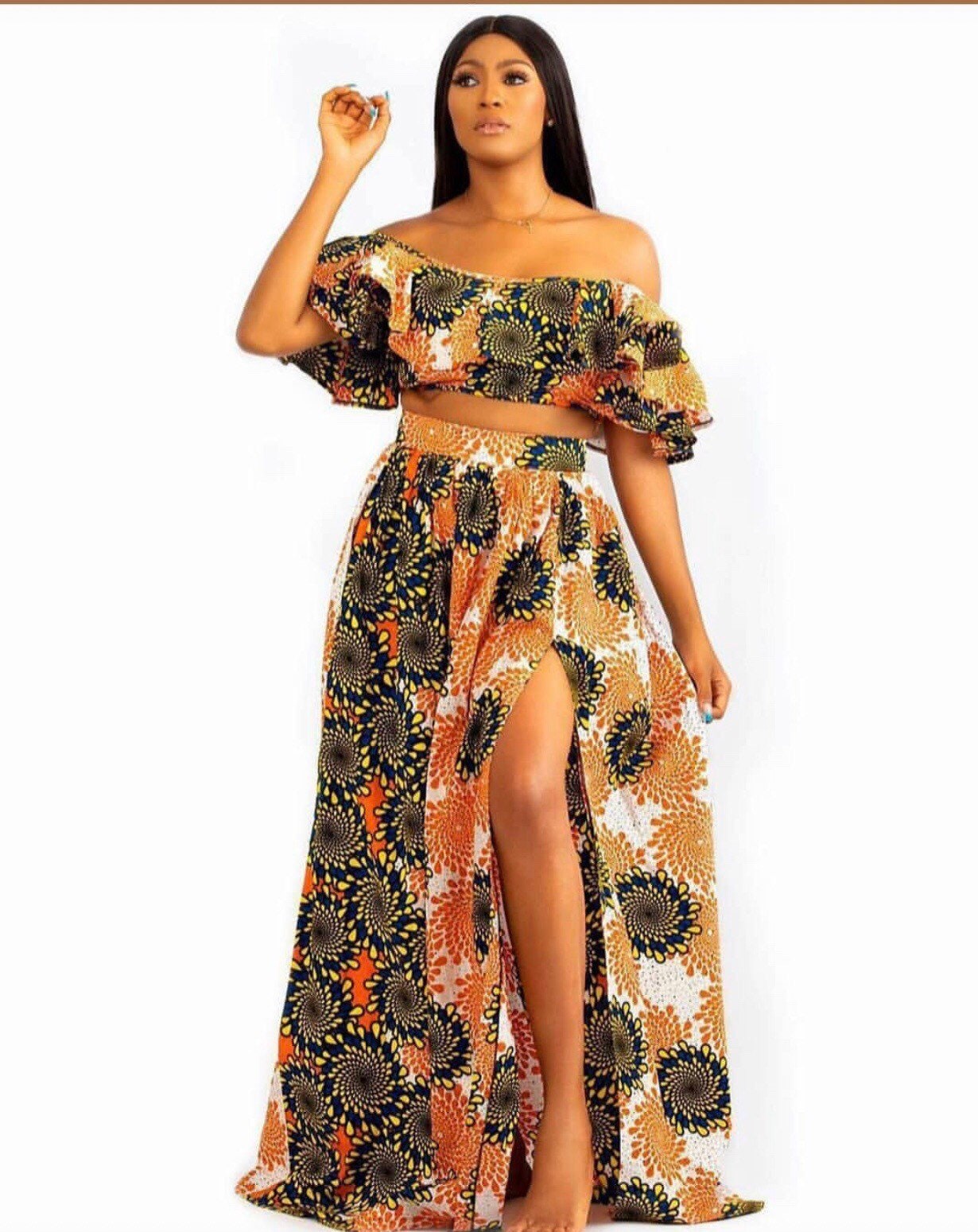 African Two Piece Layered Top and Maxi Skirt Womenankara Maxi - Etsy