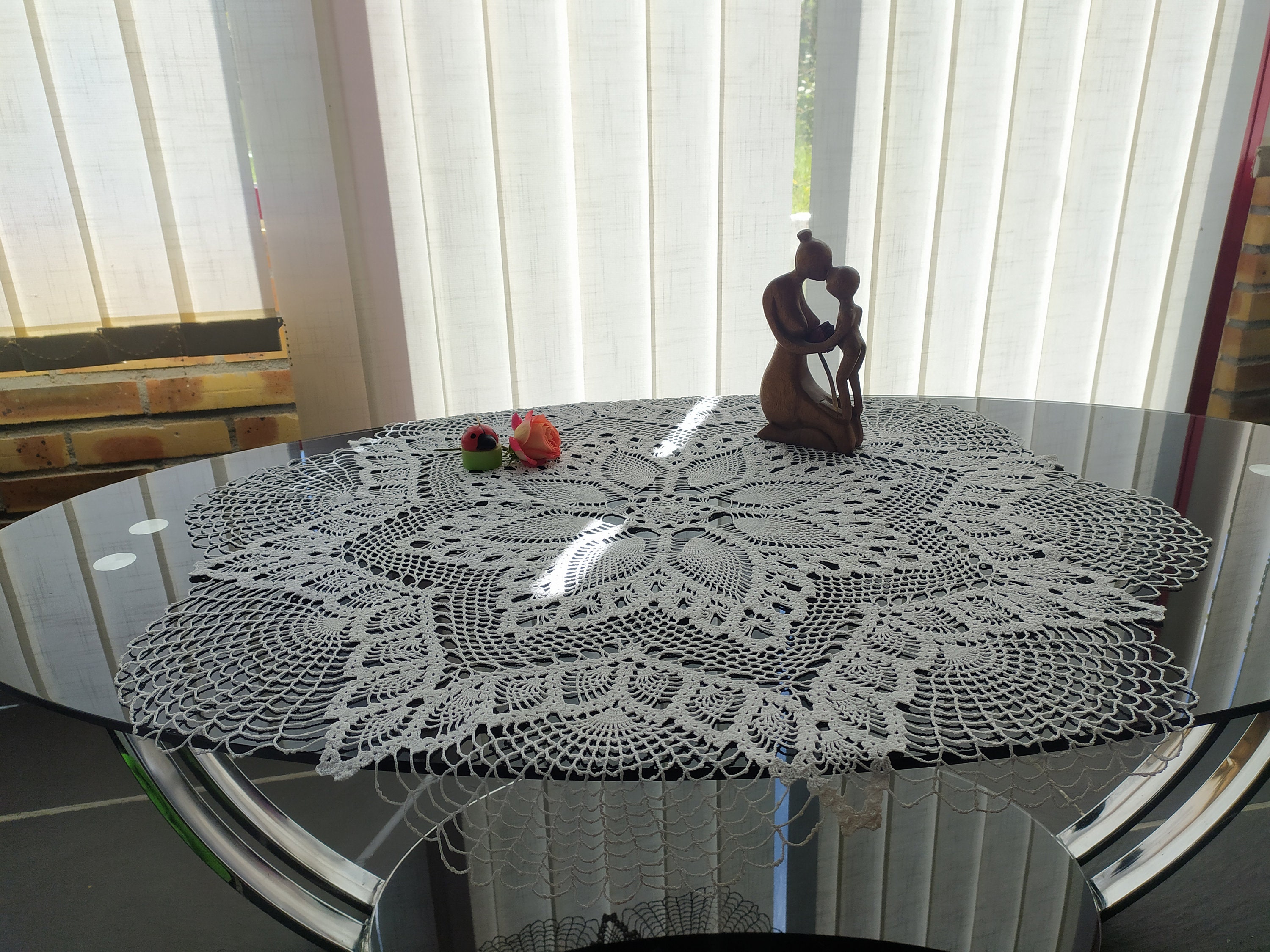 Napperon Dentelle Blanc Au Crochet, 82 cm de Diamètre, Décoration, Attrape Rêves, Idée Cadeau