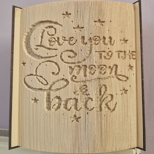 Love You To The Moon And Back Cut and Fold Digital PDF bookfolding pattern