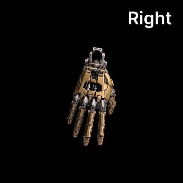 Colgante de mano mecánica derecha en latón, joyería cyberpunk, regalos para amantes de las muñecas BJD, dedos metálicos articulados.