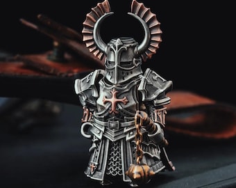 十字軍の置物、マグネット式アクションフィギュア、白ブロンズ製中世