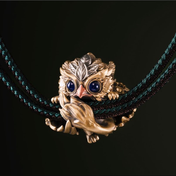 Griffin Rope Bracelet with Blue Zircon Eyes, Mythical Gryphon Charm, Handmade Jewelry Gifts for Men Women