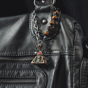 Oracle Pyramid Pendant, Brass Egyptian Divination Necklace, Eye of Horus Amulet, Gifts for Men, Anxiety Relief Jewelry image 15