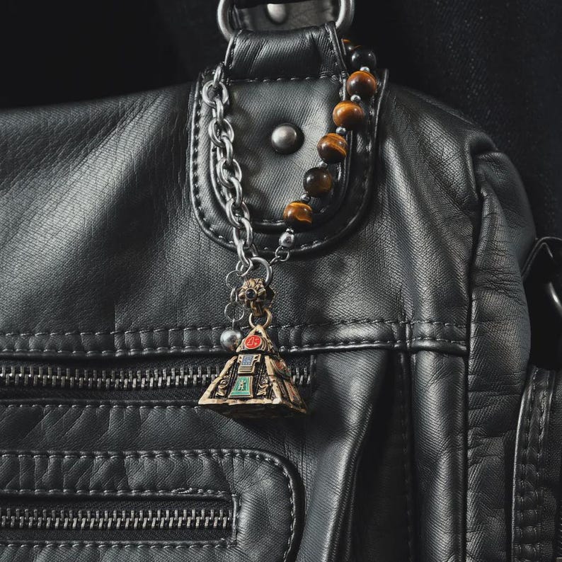 Oracle Pyramid Pendant, Brass Egyptian Divination Necklace, Eye of Horus Amulet, Gifts for Men, Anxiety Relief Jewelry image 15