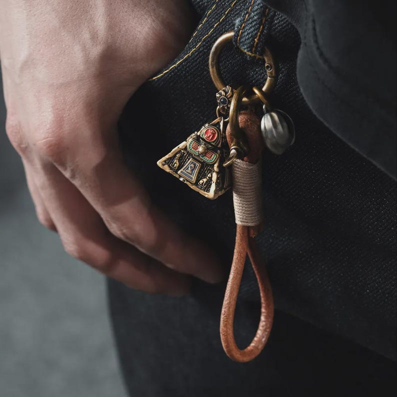 Oracle Pyramid Pendant, Brass Egyptian Divination Necklace, Eye of Horus Amulet, Gifts for Men, Anxiety Relief Jewelry image 16