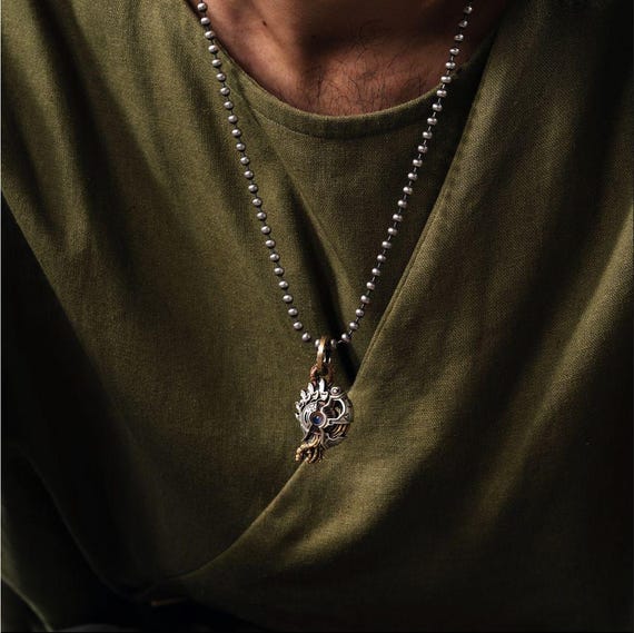 Steampunk Nautilus Pendant in White Bronze With Crystal