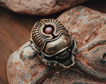 Scarab Pendant with Crystal, Ancient Egyptian Mythology Pendant, Amulet Jewelry, Gifts for Men