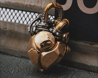 Mechanical Heart Pendant, Steampunk Jewelry, Anatomical Heart Necklace, Personalized Engraving, Gifts for Women Men