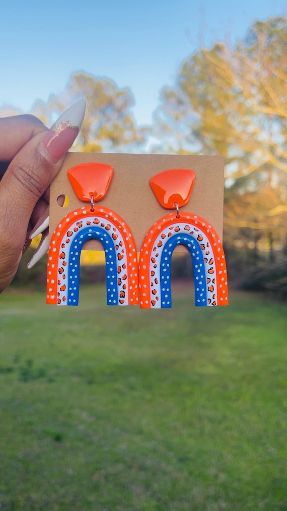 Handmade Auburn polymer clay earrings