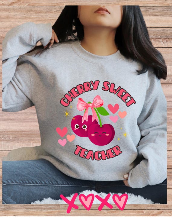 Cherry Sweet Teacher PNG, Valentine Teacher Sublimation Design, Cute Bow Retro PNG, Teacher Valentine Shirt Design, DTF & Sublimation File