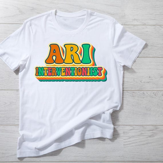 ARI Interventionist Sublimation PNG | Retro Rainbow Teacher Shirt Design | Bright 70s Style Printable | Transparent Background