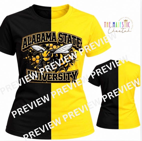 Black and Gold(Yellow) two-toned handmade short/ long sleeve shirt, Hornets Mascot Design, ASU shirt, College Game Day, Yellow, white, Black
