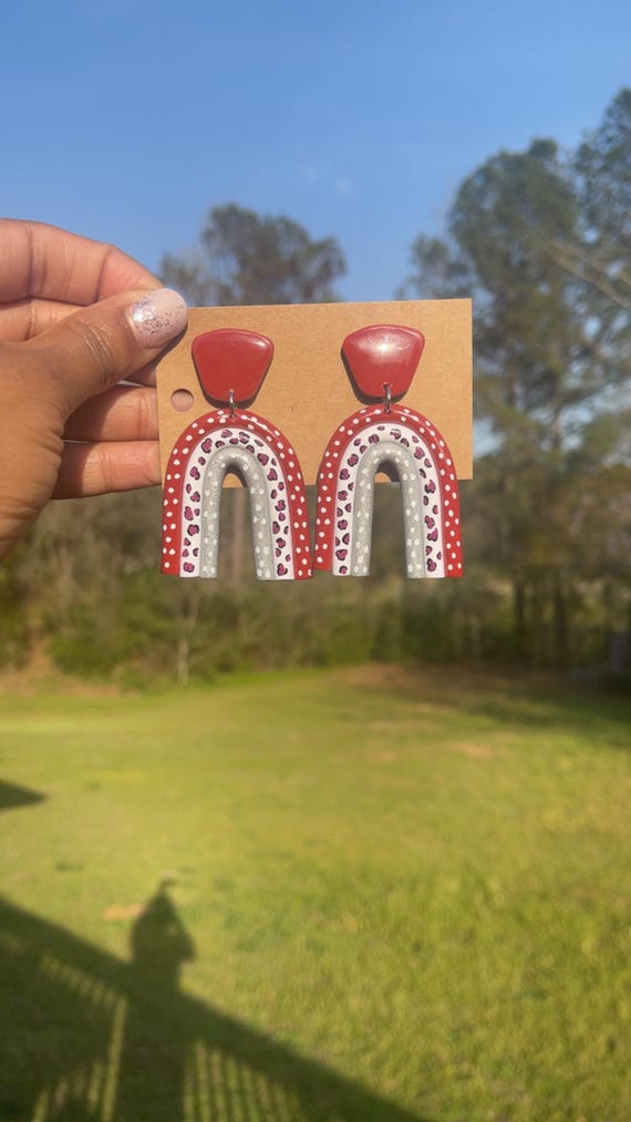 Handmade Alabama Crimson Tide polymer clay inspired  earrings