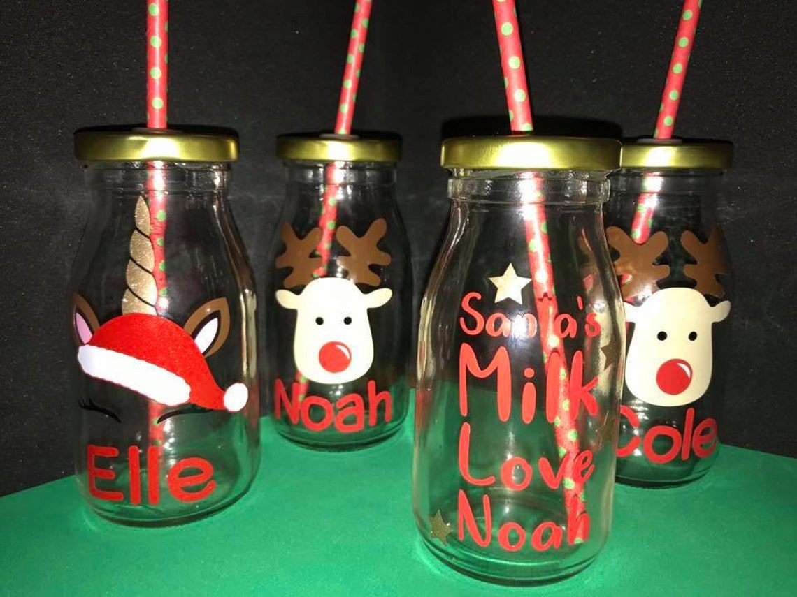 Childen's Christmas Santa Milk Bottles Etsy UK