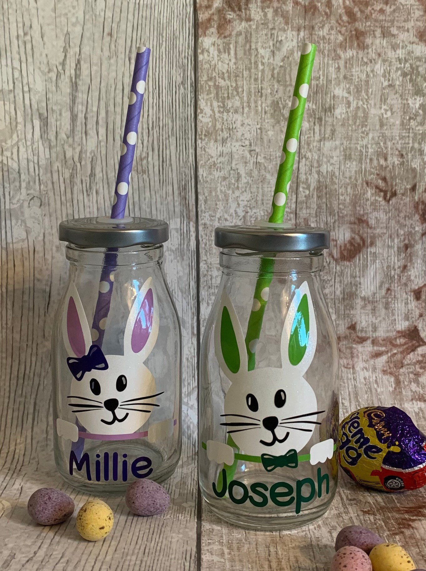 Childen's Easter Bunny Milk Bottles Etsy UK