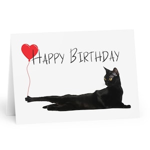 Happy Birthday card with cats, black cat birthday card, greeting card cat