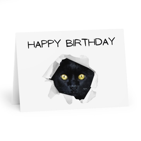 Black cat card, Happy Birthday card with cats, black cat birthday card,