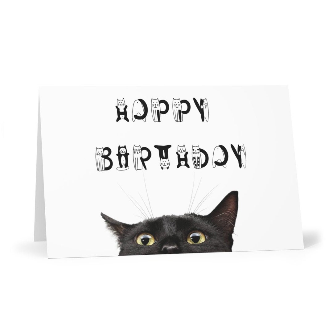 Happy Birthday Card With Cats Black Cat Birthday Card - Etsy Canada