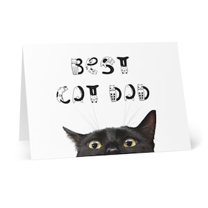 Best Cat Dad greeting card, father's day card with cats on, black cat father