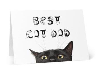 Best Cat Dad greeting card, father's day card with cats on, black cat father