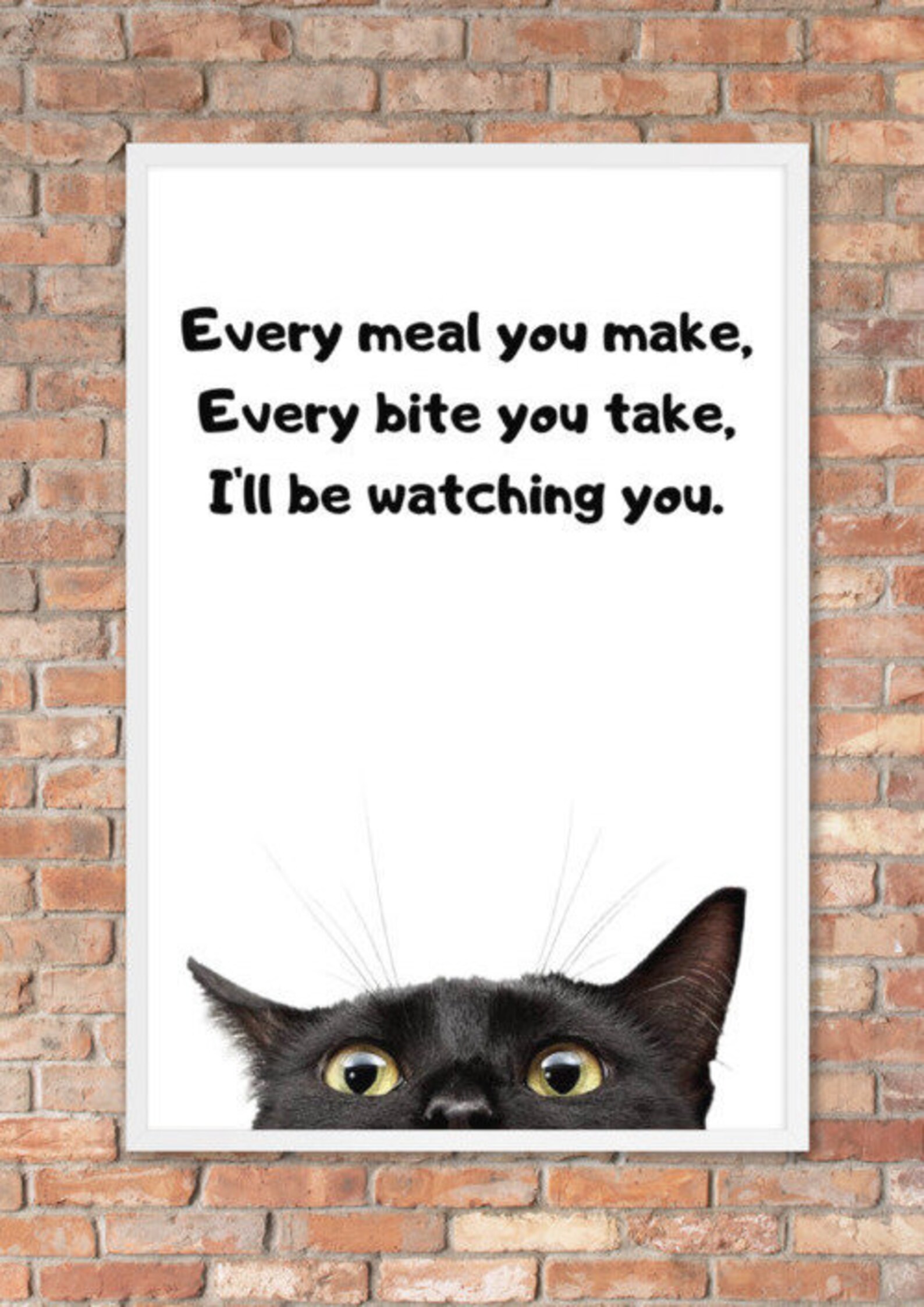 Funny Black Cat Watching You Black Cat Poster Cat Artcat Etsy