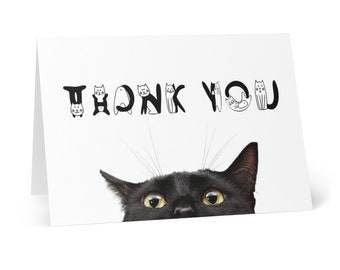 Thank you card with black cat for cat lover or teacher assistant