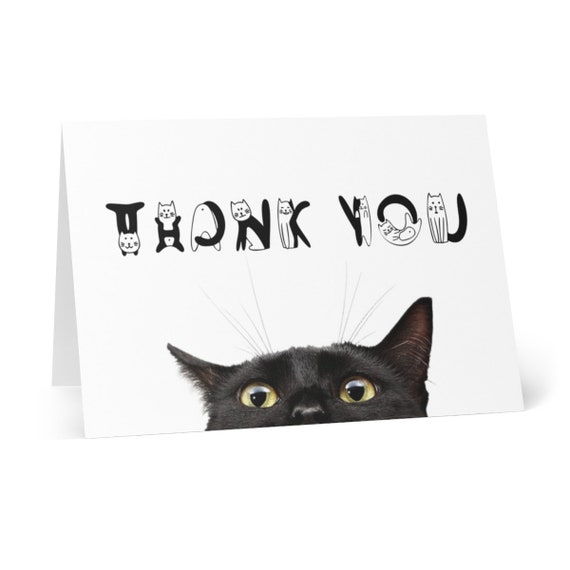 Thank You Card With Black Cat for Cat Lover or Teacher | Etsy UK