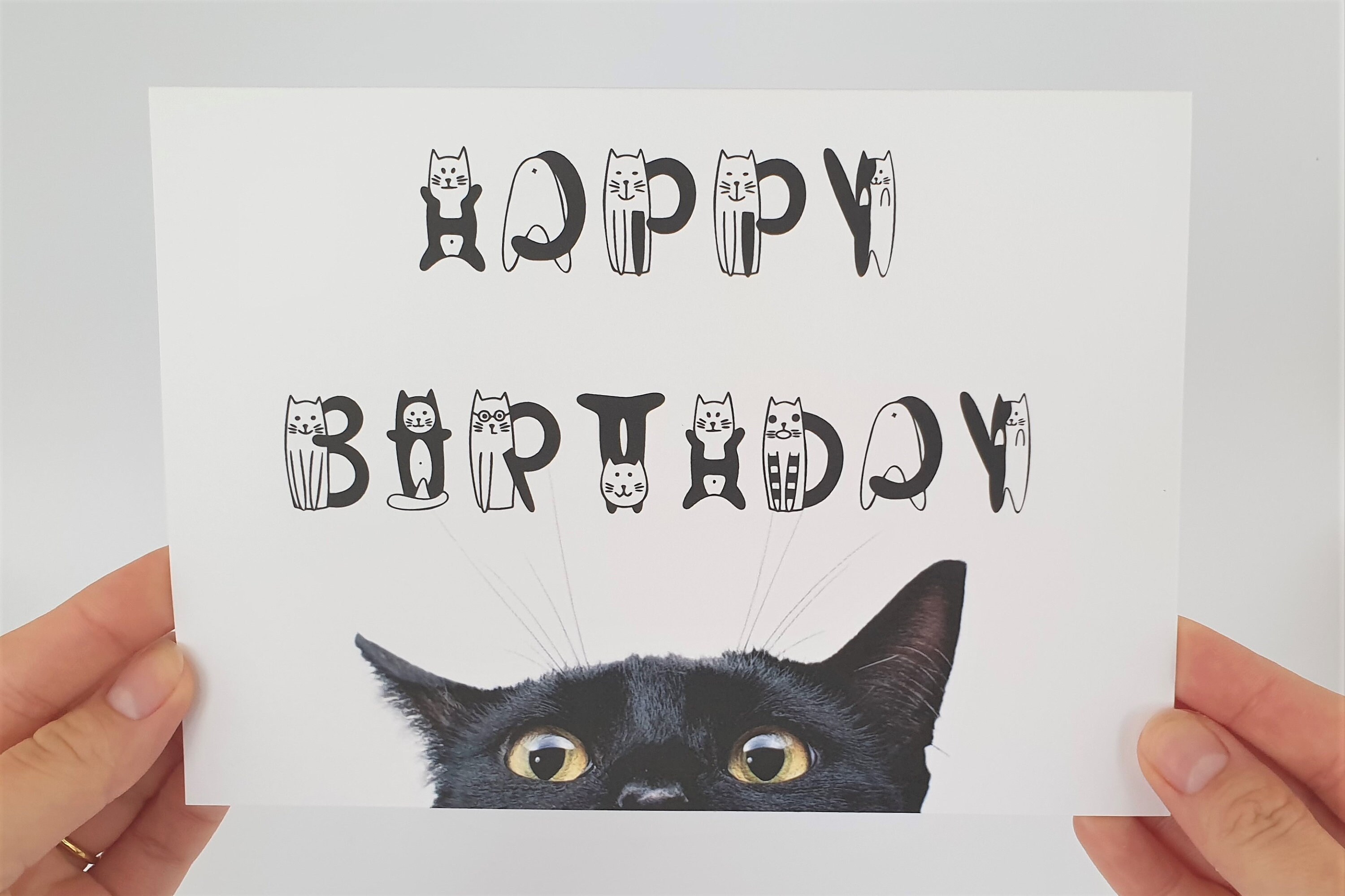 Happy Birthday Card With Cats Black Cat Birthday Card - Etsy UK