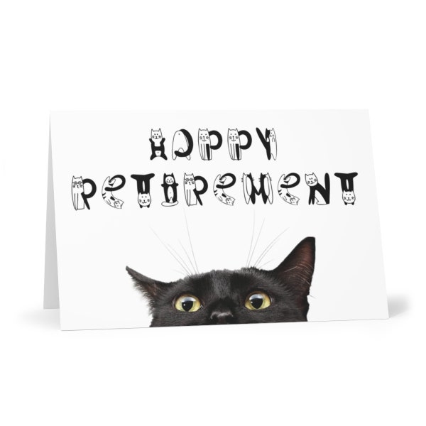 Retirement card with black cat, happy retirement card from the cat!